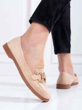 Beige Suede Loafers