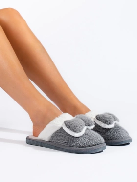 Gray Bow Slippers