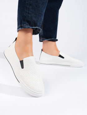 Lace-Patterned White Sneakers