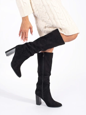 Black Suede Knee-high Boots