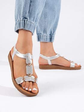 Silver Sandals with Embellishments