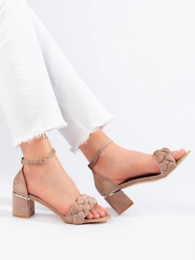 Beige Block Heel Sandals