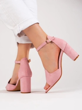 Pink Block Heel Sandals by W. Potocki