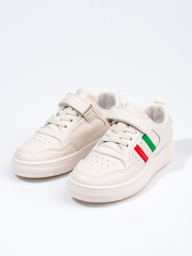 White Kids' Sneakers with Stripes