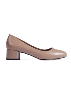 Low-Heel Dark Beige Pumps