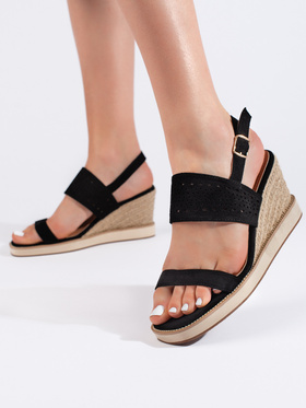 Black Wedge Sandals