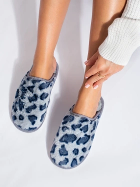 Blue Leopard Print Slippers