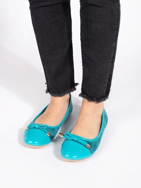 Blue Patent-Toe Flats