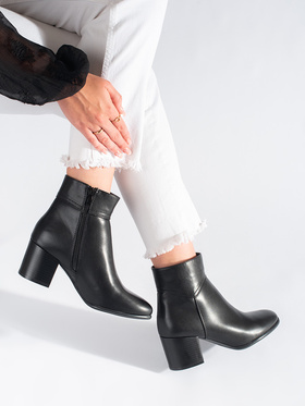 Chic Black Block Heel Ankle Boots by Sergio Leone