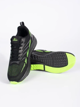 Black and Green Mesh Active Sneakers