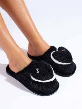 Cozy Black Heart Slippers