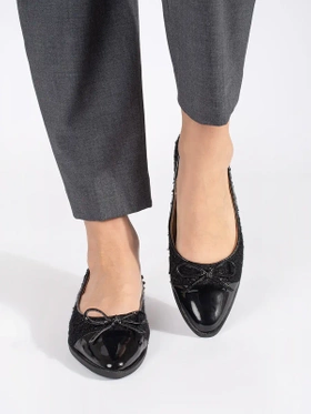 Sparkling Black Ballet Flats with Bow