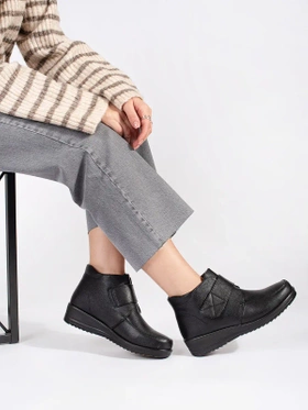 Cozy Black Wedge Ankle Boots