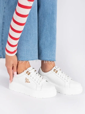 White Leather Platform Sneakers