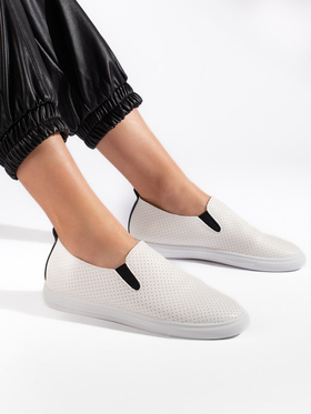 Lace Pattern Slip-On Sneakers in Black and White