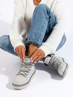 Gray Platform Hiking Boots