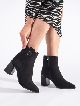 Black Suede Block Heel Booties