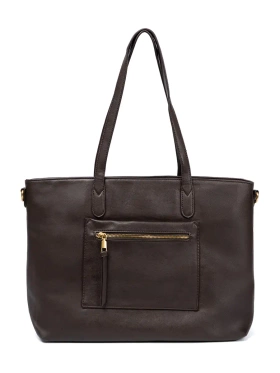 Dark Brown Handbag with Gold Accents