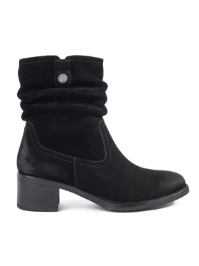 Sergio Leone Black Leather Western Ankle Boots