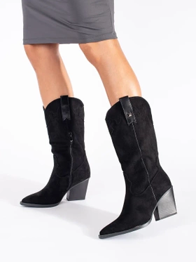 Black Suede Cowgirl Boots