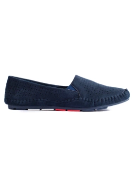 Slip-On Navy Blue Perforated Loafers