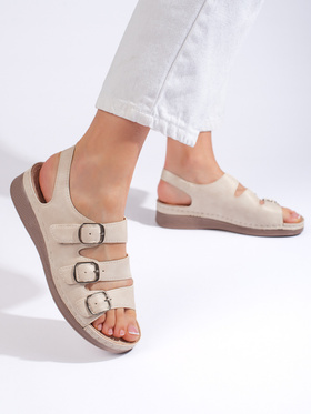 Beige Wedge Sandals