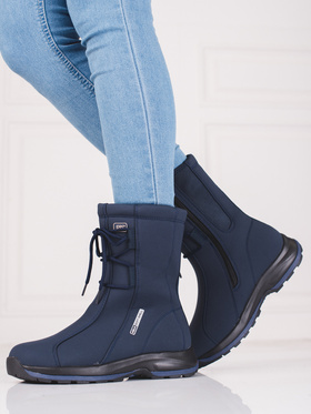 Navy Blue Snow Boots with Faux Fur Lining - DK Softshell