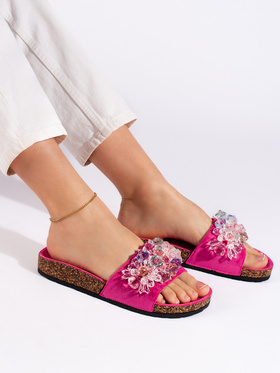 Fuchsia Suede Slip-On Sandals