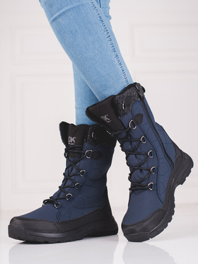 Navy Lace-Up DK Softshell Snow Boots