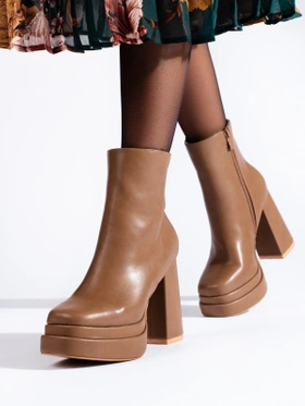 Dark Beige High Heel Ankle Boots