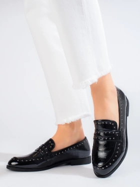 Sleek Black Patent Leather Loafers