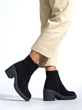 Chic Black Block Heel Ankle Boots