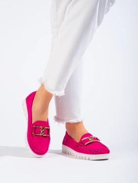 Pink Suede Chunky Sole Loafers