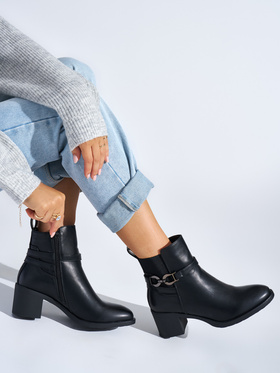 Black Block Heel Booties