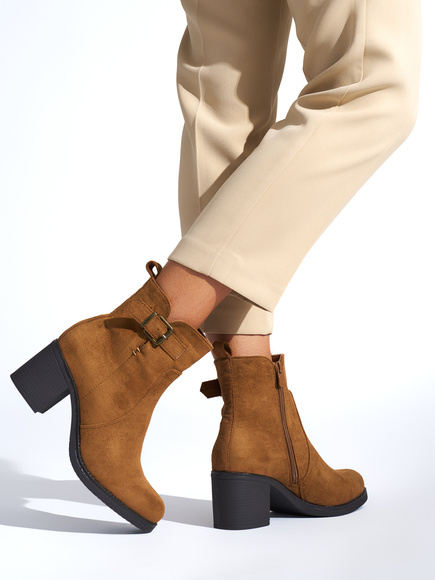 Chic Brown Block Heel Ankle Boots