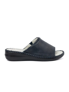 Women's navy blue slides with leather insole