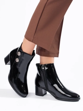 Classic Patent Ankle Boots with Block Heel