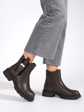 Brown Chelsea Ankle Boots with Buckle