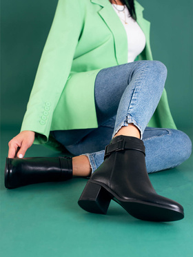 Classic Black Ankle Boots with Low Block Heel