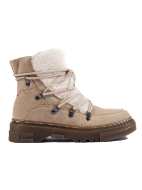 Beige Snow Boots with Faux Fur Lining