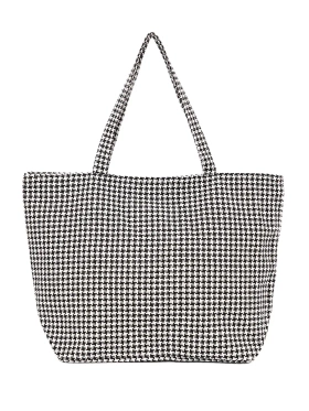 Black and white checkered beach bag