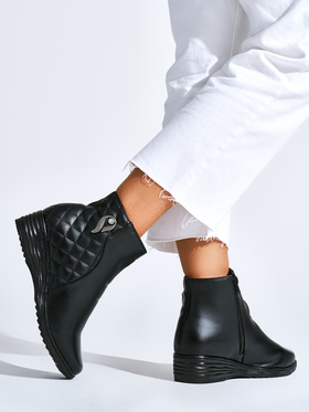 Comfortable Black Wedge Ankle Boots