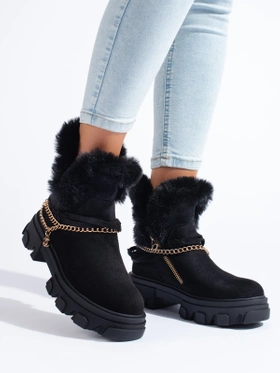 Suede Platform Ankle Boots in Black