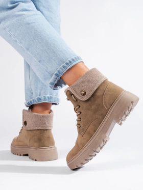 Warm Beige Cozy Boots Lined with Faux Shearling