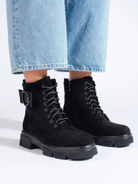 Black Eco Suede Ankle Boots