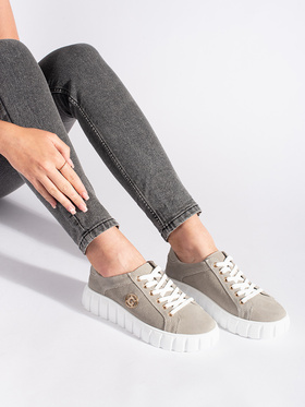 Grey Suede Platform Shoes