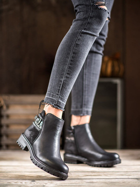 Low Ankle Boots with Decorative Strap