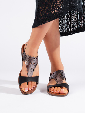 Elegant Black Lace Sandals by Sergio Leone