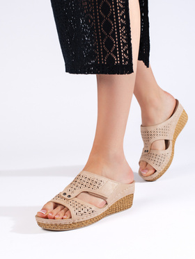 Beige Wedge Sandals