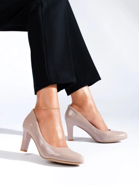 Classic Beige Block Heel Pumps